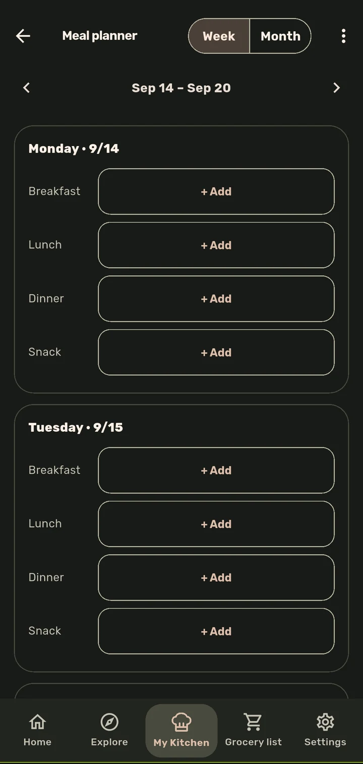 Weekly meal planner